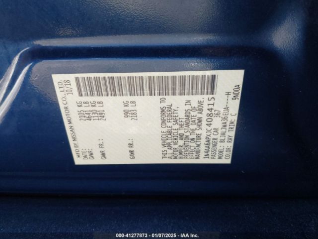 1N4AA6APXJC408415 Nissan Maxima 3.5 Sv