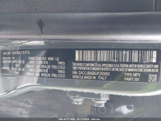ZACCJBAB9JPJ50882 Jeep Renegade Sport 4x4