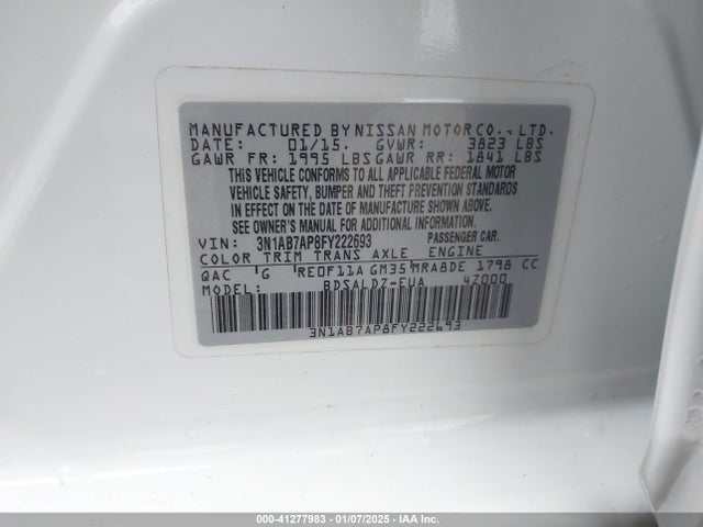 Nissan SENTRA SV 2015 3N1AB7AP8FY222693 Image 9