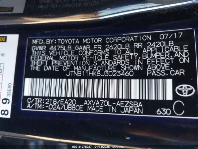 JTNB11HK8J3023460 Toyota CAMRY SE