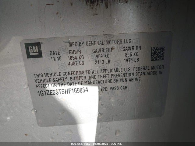 1G1ZE5ST5HF169834 Chevrolet MALIBU 1LT