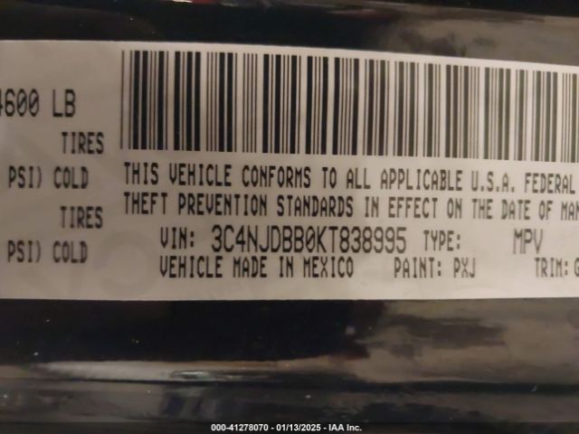 3C4NJDBB0KT838995 Jeep Compass Altitude 4x4