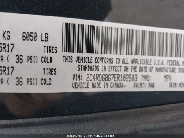 2C4RDGBG7ER102603 Dodge Grand Caravan American Value Pkg