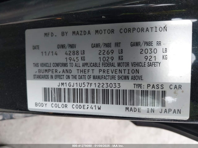 JM1GJ1U57F1223033 Mazda Mazda6 I Sport