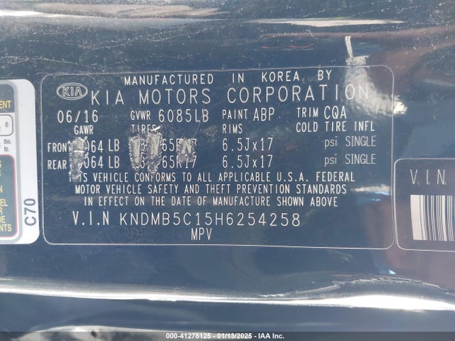 KIA SEDONA LX 2017 KNDMB5C15H6254258 Image 9