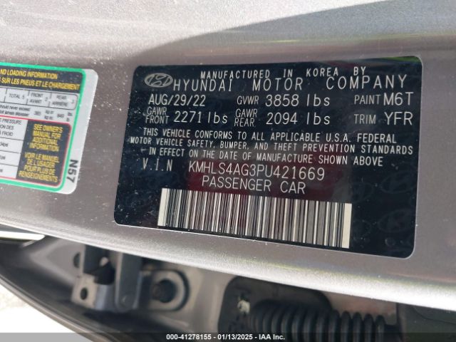 KMHLS4AG3PU421669 Hyundai ELANTRA SEL