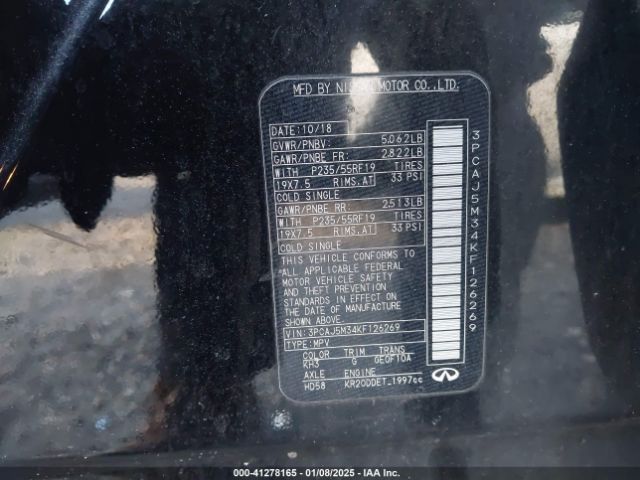3PCAJ5M34KF126269 Infiniti Qx50 Luxe