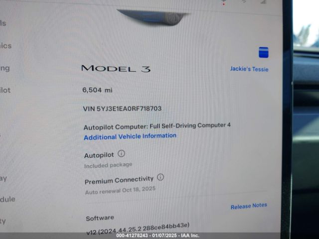 5YJ3E1EA0RF718703 Tesla Model 3 Long Range Dual Motor All-wheel Drive/rear-wheel Drive