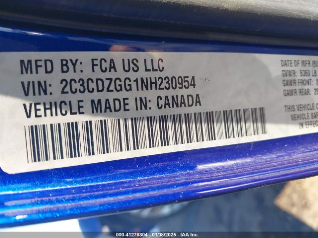 2C3CDZGG1NH230954 Dodge Challenger Sxt Awd