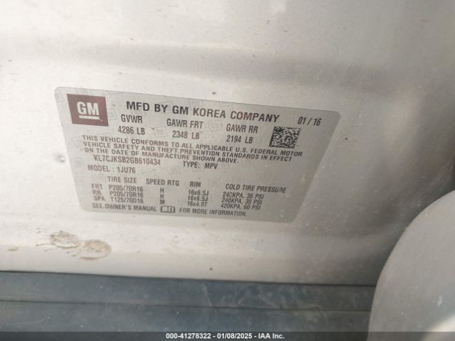 KL7CJKSB2GB610434 Chevrolet Trax 1ls