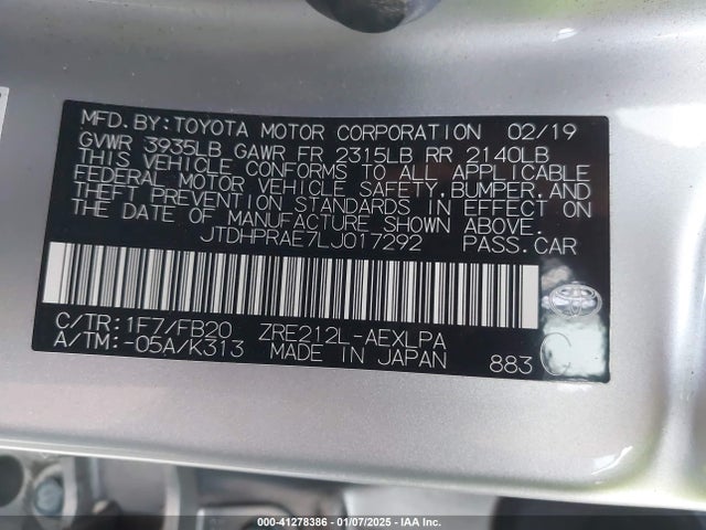 Toyota COROLLA LE 2020 JTDHPRAE7LJ017292 Image 9