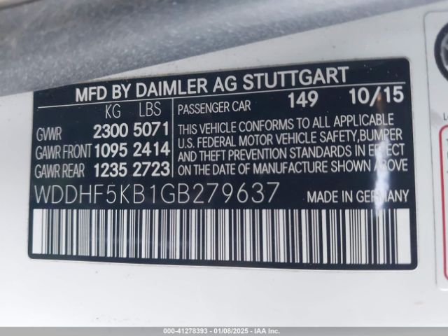 WDDHF5KB1GB279637 Mercedes-Benz E 350