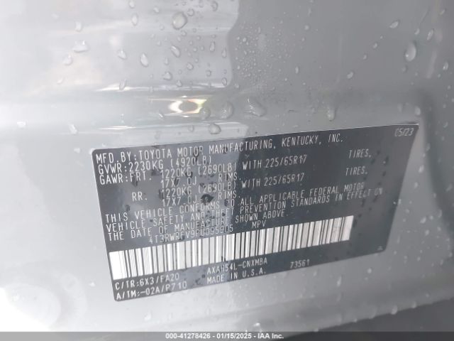 4T3RWRFV9PU095905 Toyota Rav4 Hybrid Xle