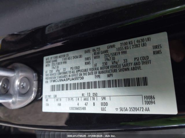 1FMCU9NA5PUA55730 Ford Escape St-line Select