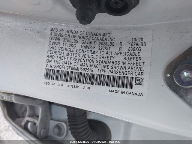 Honda Civic Lx 2021 2HGFC2F60MH502518 Image 9