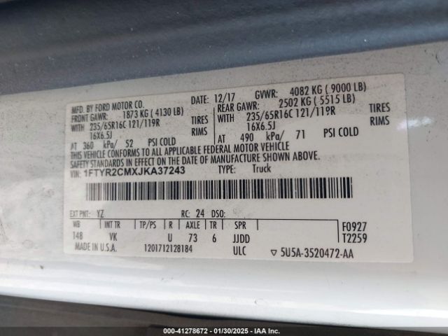 1FTYR2CMXJKA37243 Ford Transit-250