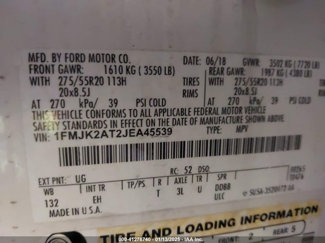 1FMJK2AT2JEA45539 Ford Expedition Max Limited
