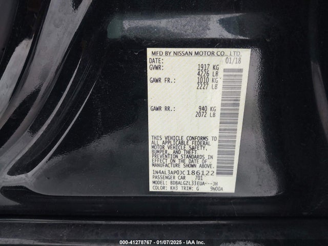 1N4AL3AP0JC186122 Nissan Altima 2.5 S