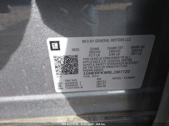 1GNERFKW9LJ307723 Chevrolet Traverse Fwd Ls