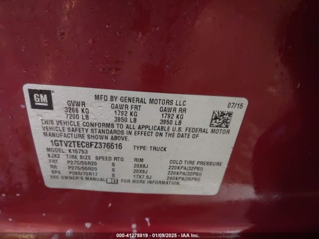 1GTV2TEC8FZ376616 GMC SIERRA 1500