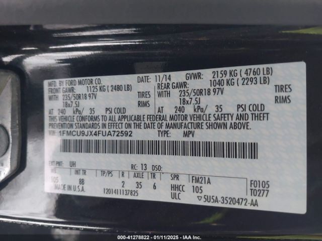 1FMCU9JX4FUA72592 Ford Escape Titanium