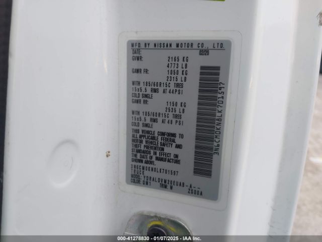 3N6CM0KN8LK701597 Nissan Nv200  Cargo S Xtronic Cvt