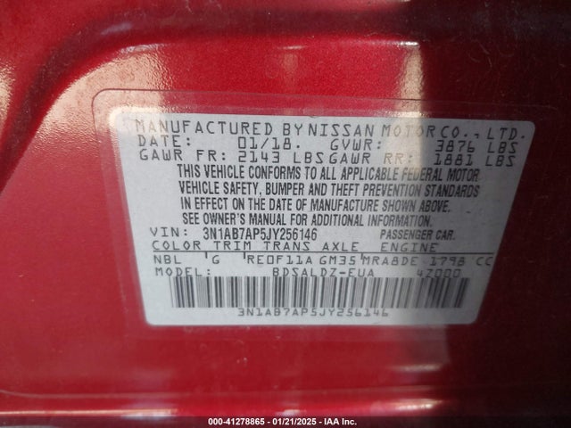 3N1AB7AP5JY256146 Nissan SENTRA SV