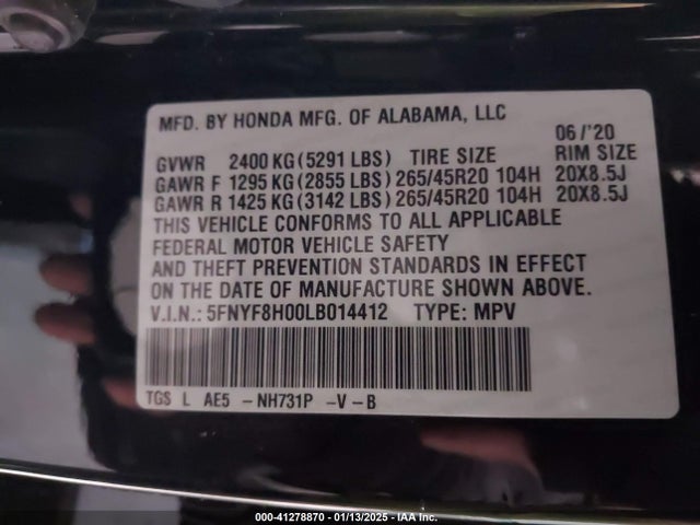 Honda Passport Awd Elite 2020 5FNYF8H00LB014412 Image 9