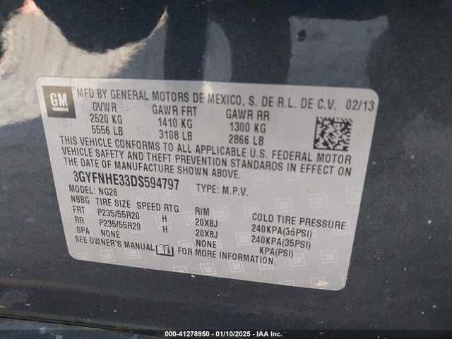 2013 CADILLAC SRX 3GYFNHE33DS594797 Photo 8