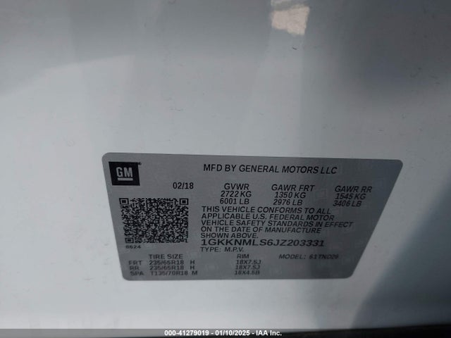 GMC Acadia Slt-1 2018 1GKKNMLS6JZ203331 Image 9