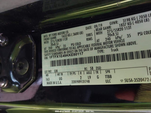 1FTFX1E49KKE80117 Ford F-150 Xlt