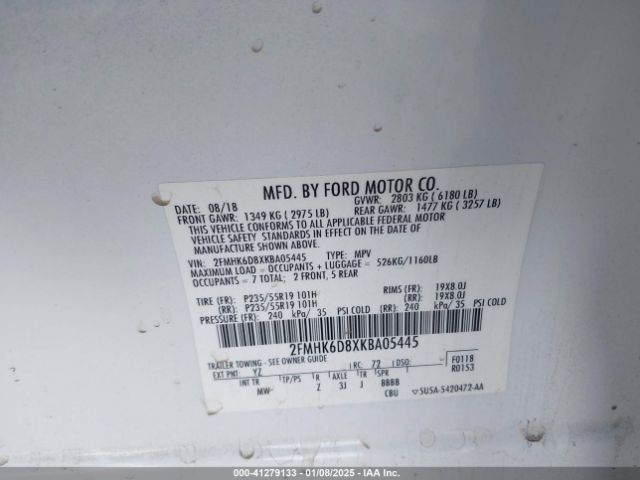 2FMHK6D8XKBA05445 Ford Flex Limited