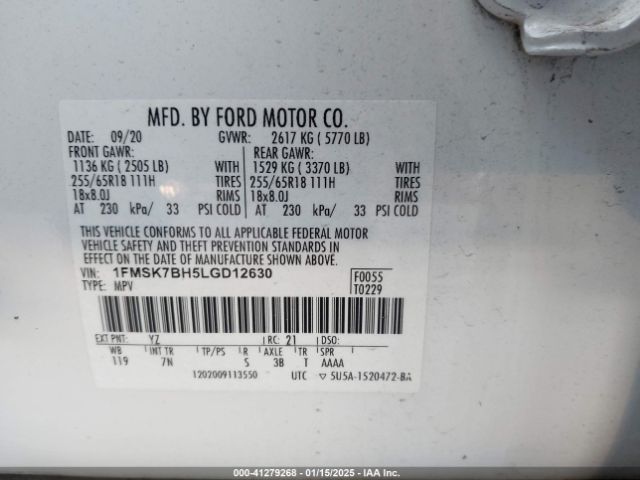 1FMSK7BH5LGD12630 Ford Explorer