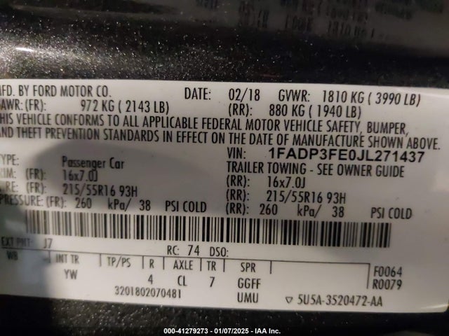 Ford FOCUS SE 2018 1FADP3FE0JL271437 Image 9