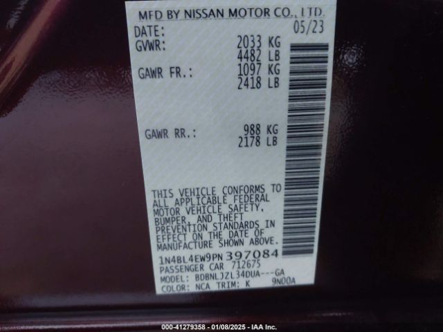 1N4BL4EW9PN397084 Nissan Altima Sl Intelligent Awd