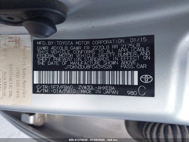 Toyota Prius Two 2015 JTDKN3DU8F0439528 Image 9