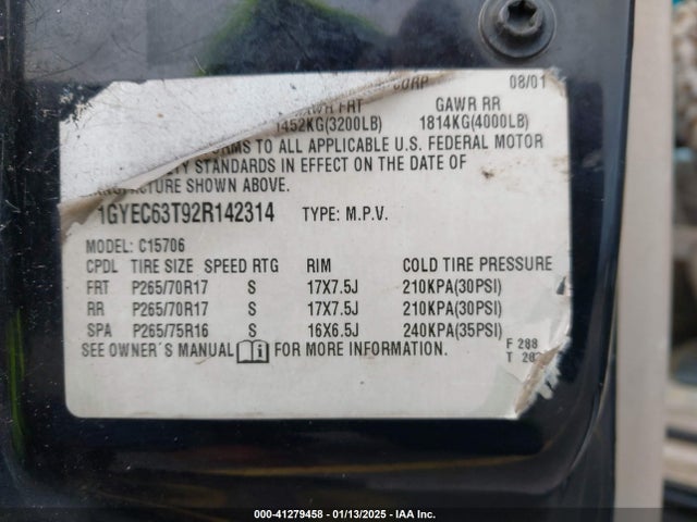 2002 CADILLAC ESCALADE 1GYEC63T92R142314 Photo 8