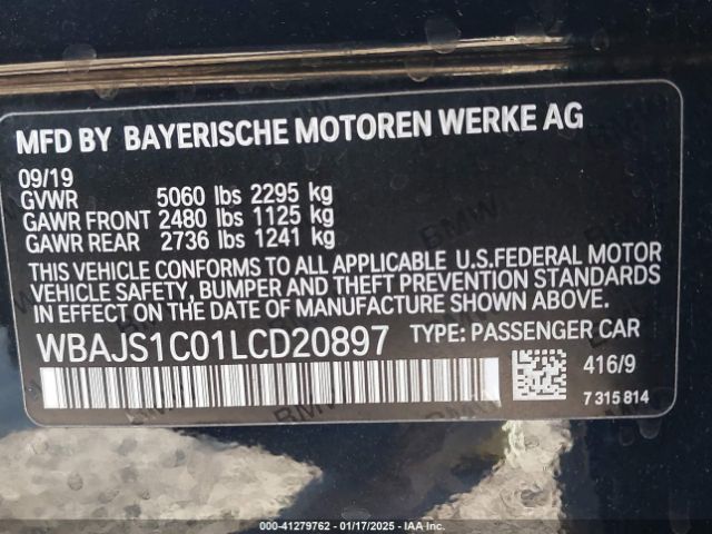 WBAJS1C01LCD20897 BMW 540 I