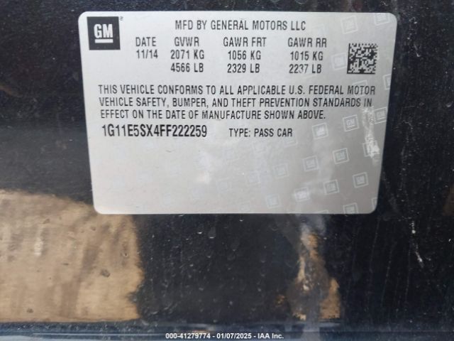 1G11E5SX4FF222259 Chevrolet Malibu 3lt