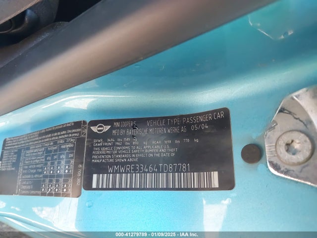 2004 MINI COOPER S WMWRE33464TD87781 Photo 8