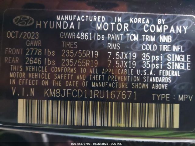 KM8JFCD11RU167671 Hyundai Tucson Hybrid N Line