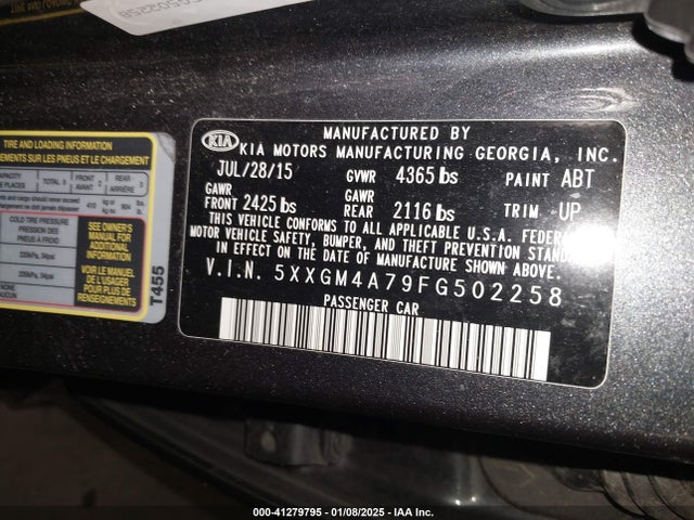 5XXGM4A79FG502258 KIA Optima Lx