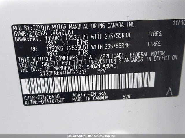 Toyota Rav4 Limited 2017 2T3DFREV4HW572317 Image 9