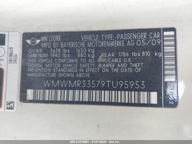 2009 MINI COOPER WMWMR33579TU95953 Photo 8
