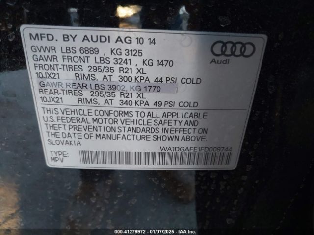 WA1DGAFE1FD009744 Audi Q7 3.0t S Line Prestige