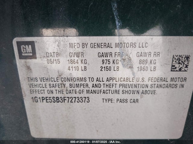 Chevrolet Cruze 2lt Auto 2015 1G1PE5SB3F7273373 Image 9