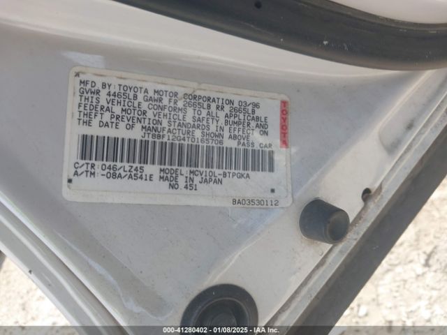 1996 LEXUS ES JT8BF12G4T0165706 Photo 8