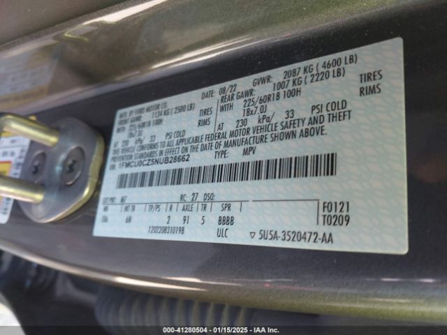 2022 FORD ESCAPE 1FMCU0CZ5NUB28662 Photo 8