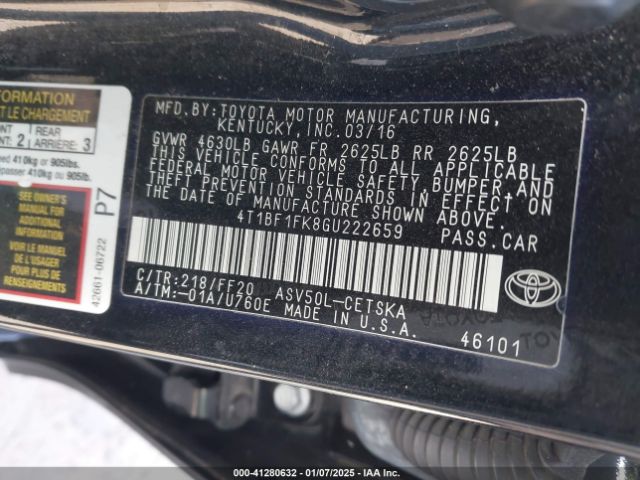 4T1BF1FK8GU222659 Toyota CAMRY SE