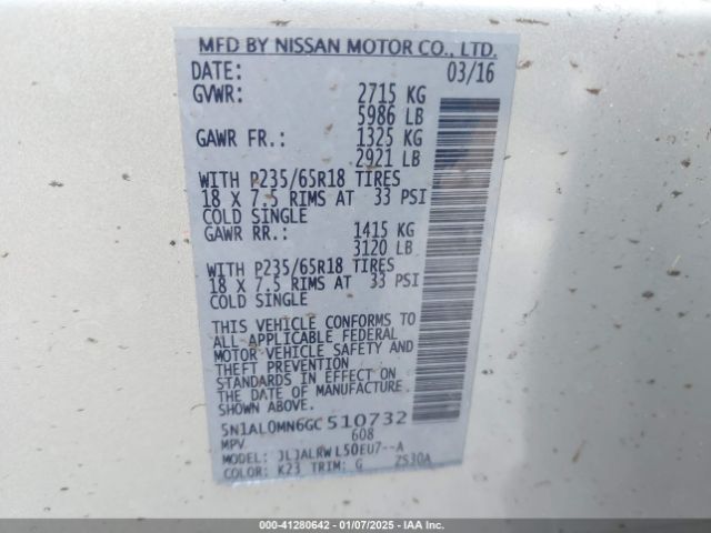 5N1AL0MN6GC510732 Infiniti QX60